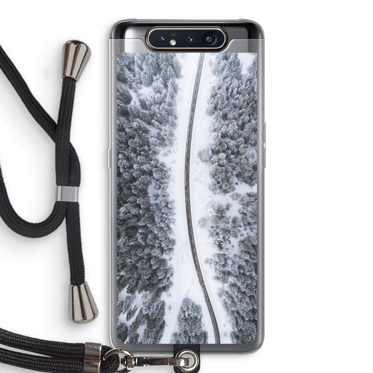 CaseCompany Snøfall: Samsung Galaxy A80 Transparant Hoesje met koord