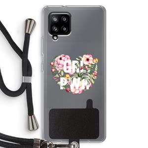 CaseCompany GRL PWR Flower: Samsung Galaxy A42 5G Transparant Hoesje met koord