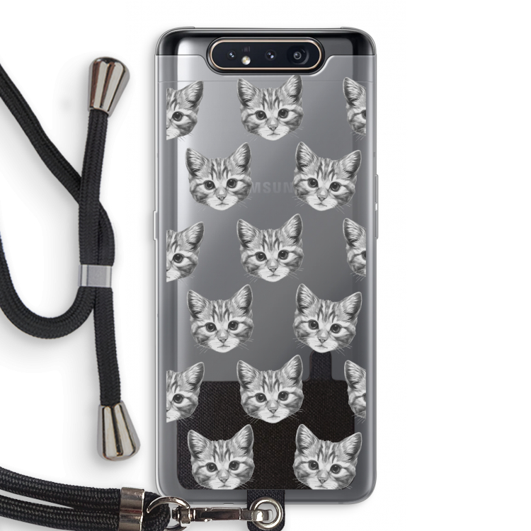 CaseCompany Kitten: Samsung Galaxy A80 Transparant Hoesje met koord