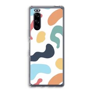 CaseCompany Memphis Shapes Blue: Sony Xperia 5 Transparant Hoesje