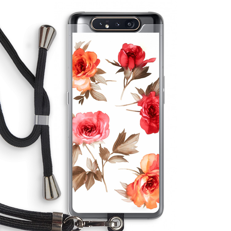 CaseCompany Roosjes: Samsung Galaxy A80 Transparant Hoesje met koord