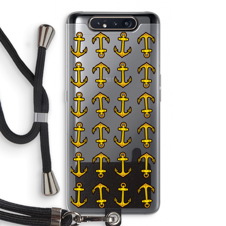 CaseCompany Musketon Anchor: Samsung Galaxy A80 Transparant Hoesje met koord