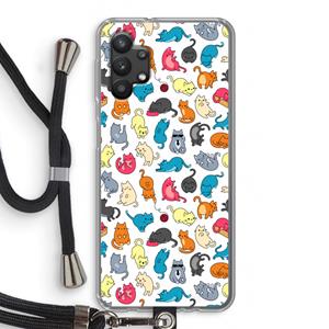 CaseCompany Kleurrijke katten: Samsung Galaxy A32 5G Transparant Hoesje met koord