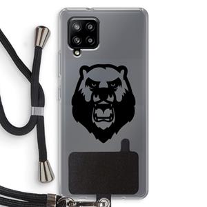 CaseCompany Angry Bear (black): Samsung Galaxy A42 5G Transparant Hoesje met koord