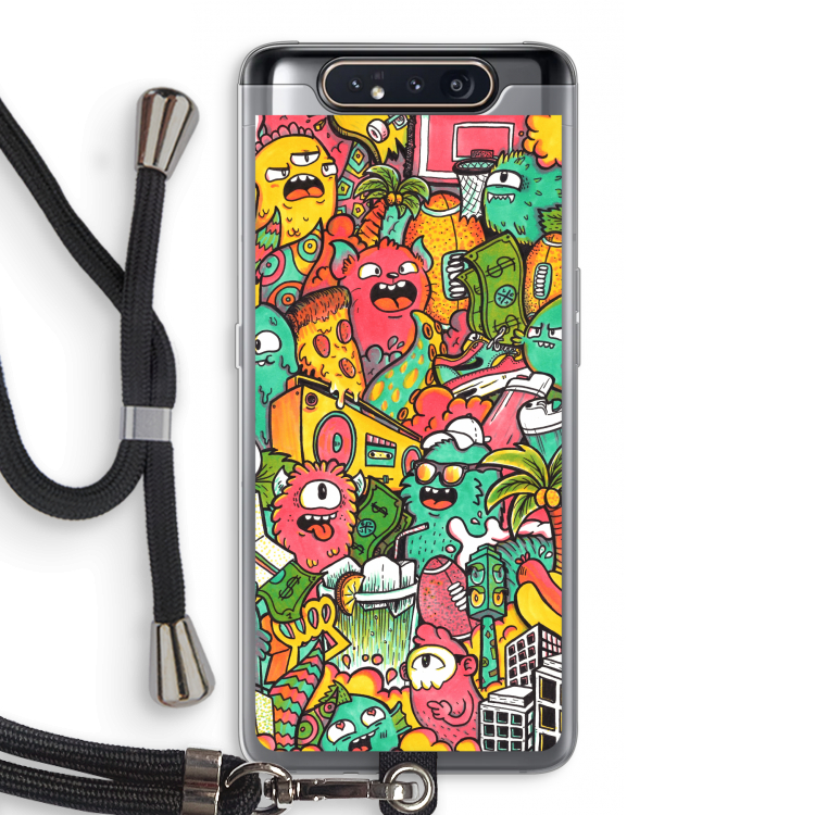 CaseCompany Vexx City: Samsung Galaxy A80 Transparant Hoesje met koord