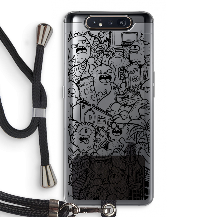 CaseCompany Vexx Black City : Samsung Galaxy A80 Transparant Hoesje met koord