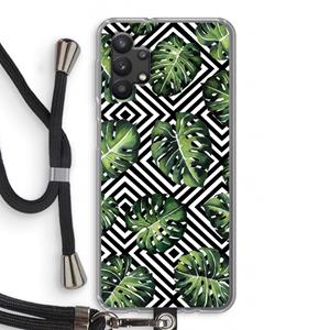 CaseCompany Geometrische jungle: Samsung Galaxy A32 5G Transparant Hoesje met koord