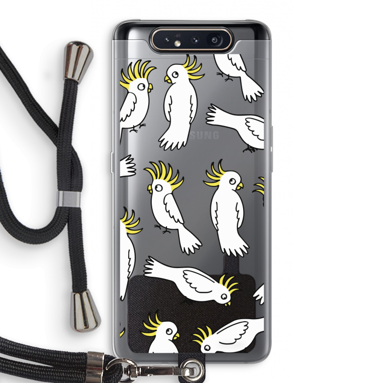 CaseCompany Papegaai: Samsung Galaxy A80 Transparant Hoesje met koord
