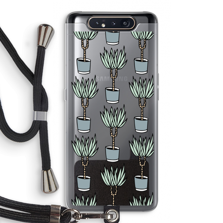 CaseCompany Boompje: Samsung Galaxy A80 Transparant Hoesje met koord