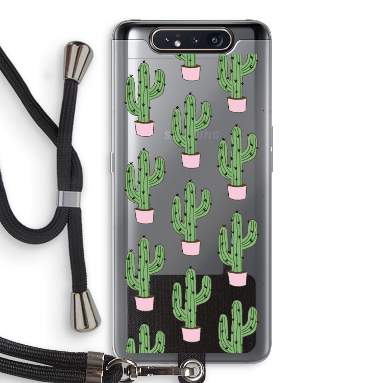 CaseCompany Cactus Lover: Samsung Galaxy A80 Transparant Hoesje met koord
