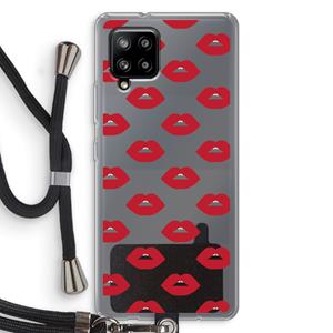 CaseCompany Lips: Samsung Galaxy A42 5G Transparant Hoesje met koord