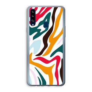 CaseCompany Colored Zebra: Samsung Galaxy A20s Transparant Hoesje