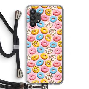 CaseCompany Pink donuts: Samsung Galaxy A32 5G Transparant Hoesje met koord