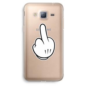 CaseCompany Middle finger white: Samsung Galaxy J3 (2016) Transparant Hoesje