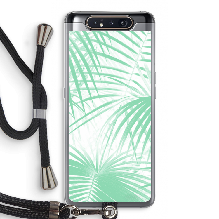 CaseCompany Palmbladeren: Samsung Galaxy A80 Transparant Hoesje met koord