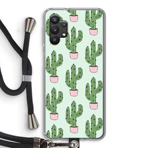 CaseCompany Cactus Lover: Samsung Galaxy A32 5G Transparant Hoesje met koord