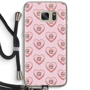 CaseCompany Chicks before dicks: Samsung Galaxy S7 Transparant Hoesje met koord