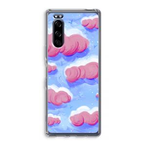 CaseCompany Roze wolken met vogels: Sony Xperia 5 Transparant Hoesje