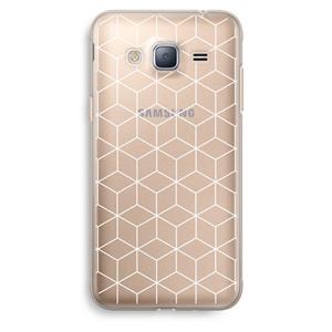CaseCompany Zwart-witte kubussen: Samsung Galaxy J3 (2016) Transparant Hoesje