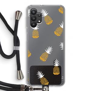 CaseCompany Ananasjes: Samsung Galaxy A32 5G Transparant Hoesje met koord