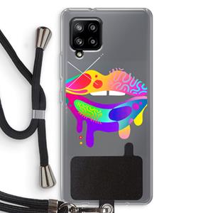CaseCompany Lip Palette: Samsung Galaxy A42 5G Transparant Hoesje met koord