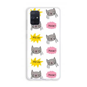 CaseCompany Meow: Galaxy A71 Transparant Hoesje