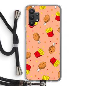 CaseCompany Chicken 'n Fries: Samsung Galaxy A32 5G Transparant Hoesje met koord