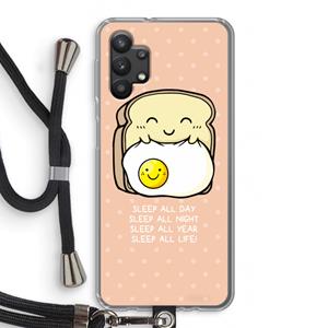 CaseCompany Sleep All Day: Samsung Galaxy A32 5G Transparant Hoesje met koord