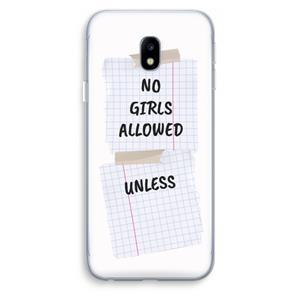 CaseCompany No Girls Allowed Unless: Samsung Galaxy J3 (2017) Transparant Hoesje