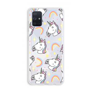 CaseCompany Rainbow Unicorn: Galaxy A71 Transparant Hoesje
