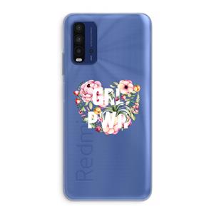 CaseCompany GRL PWR Flower: Xiaomi Redmi 9T Transparant Hoesje