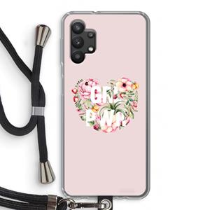 CaseCompany GRL PWR Flower: Samsung Galaxy A32 5G Transparant Hoesje met koord
