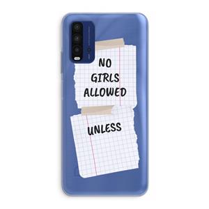 CaseCompany No Girls Allowed Unless: Xiaomi Redmi 9T Transparant Hoesje