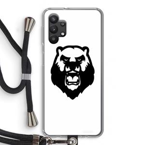 CaseCompany Angry Bear (white): Samsung Galaxy A32 5G Transparant Hoesje met koord