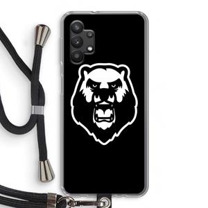 CaseCompany Angry Bear (black): Samsung Galaxy A32 5G Transparant Hoesje met koord