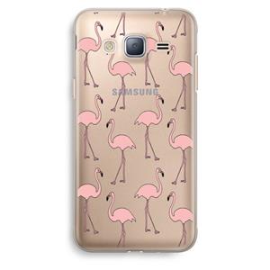 CaseCompany Anything Flamingoes: Samsung Galaxy J3 (2016) Transparant Hoesje