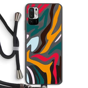 CaseCompany Colored Zebra: Xiaomi Redmi Note 10 5G Transparant Hoesje met koord