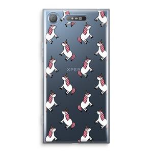 CaseCompany Eenhoorns overal: Sony Xperia XZ1 Transparant Hoesje