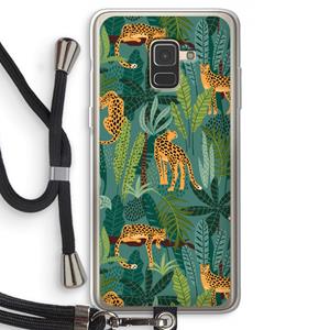 CaseCompany Luipaard 2: Samsung Galaxy A8 (2018) Transparant Hoesje met koord