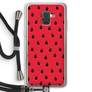 CaseCompany Watermelon: Samsung Galaxy A8 (2018) Transparant Hoesje met koord