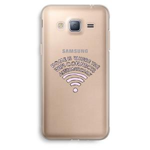 CaseCompany Home Is Where The Wifi Is: Samsung Galaxy J3 (2016) Transparant Hoesje
