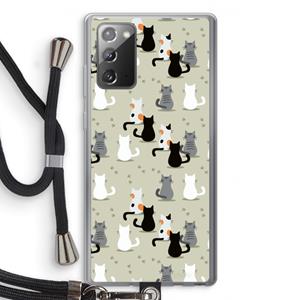 CaseCompany Katten: Samsung Galaxy Note 20 / Note 20 5G Transparant Hoesje met koord