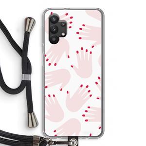 CaseCompany Hands pink: Samsung Galaxy A32 5G Transparant Hoesje met koord