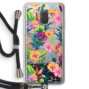 CaseCompany Tropisch 2: Samsung Galaxy A8 (2018) Transparant Hoesje met koord