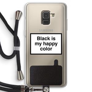 CaseCompany Black is my happy color: Samsung Galaxy A8 (2018) Transparant Hoesje met koord