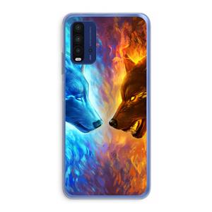 CaseCompany Fire & Ice: Xiaomi Redmi 9T Transparant Hoesje