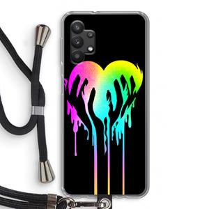 CaseCompany Hold My Heart: Samsung Galaxy A32 5G Transparant Hoesje met koord