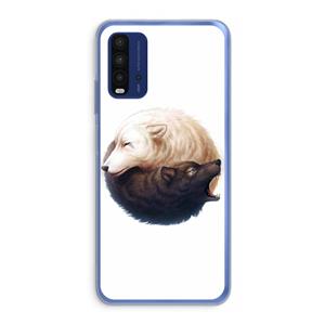 CaseCompany Yin Yang Wolves: Xiaomi Redmi 9T Transparant Hoesje