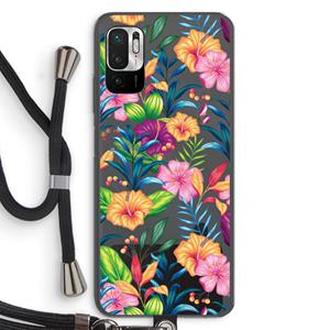 CaseCompany Tropisch 2: Xiaomi Redmi Note 10 5G Transparant Hoesje met koord