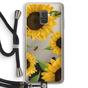 CaseCompany Sunflower and bees: Samsung Galaxy A8 (2018) Transparant Hoesje met koord